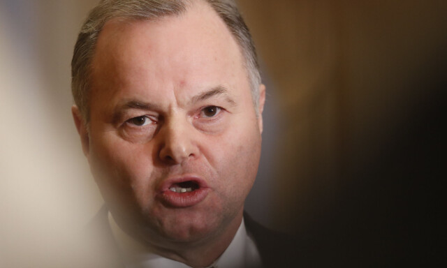 Oslo 20180215.
Stortingspresident Olemic Thommessen og Stortingets direktør Ida Børresen. orienterer pressen om utviklingen i byggeprosjektet, som blant annet omfatter rehabilitering av nabogården til Stortinget, en underjordisk tunnel og et nytt postmottak torsdag ettermiddag.
Foto: Terje Bendiksby / NTB scanpix